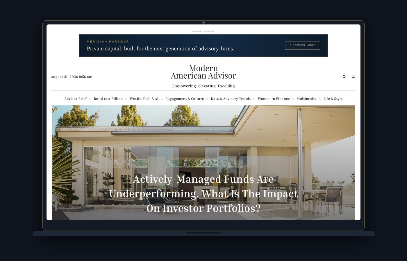 Banner advertising near the top of a Modern American Advisor page
