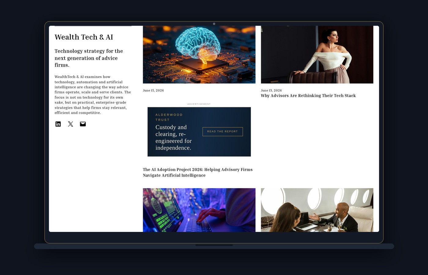 Advertiser appearing alongside a Modern American Advisor vertical page