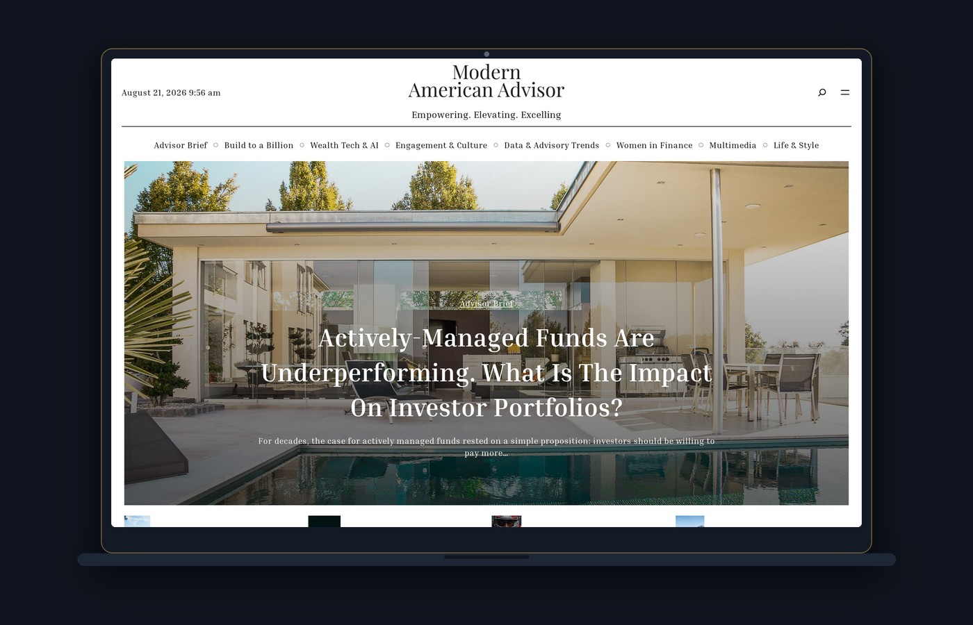 A Modern American Advisor article page shown on a laptop