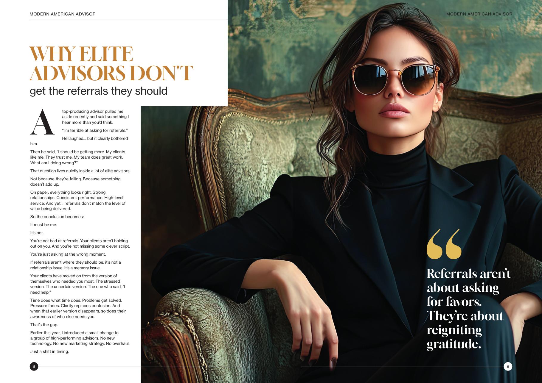 Inside spread — Why elite advisors don't get the referrals they should